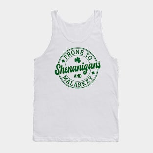 Funny St Patricks Day Prone To Shenanigans And Malarkey 2 Tank Top